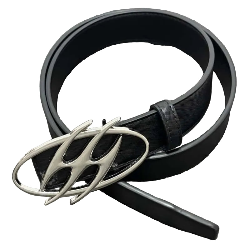 Cleanfit Leather Belt Futuristic Lightning Metal Buckle Waist Belt