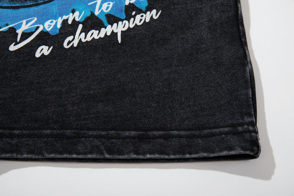 MAJESTIK Washed Black Boxing Graphic T-Shirt